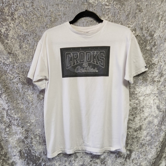 Crooks & Castles Mens T-Shirt Streetwear Casual White Medium - Picture 1 of 9